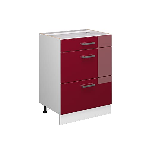 Vicco Küchenunterschrank R-Line, Bordeaux Hochglanz/Weiß, 60 cm mit Schubladen, ohne Arbeitsplatte Vicco Küchenunterschrank R-Line, Bordeaux Hochglanz/Weiß, 60 cm mit Schubladen, ohne Arbeitsplatte von Vicco