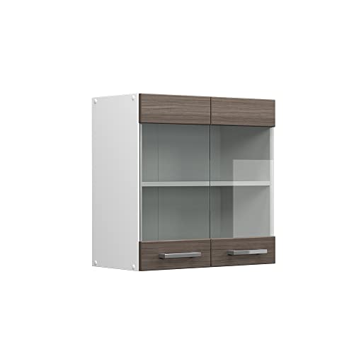 Vicco Küchenglasschrank R-Line, Glashängeschrank, Grau/Weiß, 60 cm von Vicco