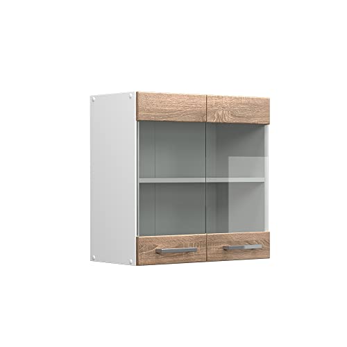 Vicco Küchenglasschrank R-Line, Glashängeschrank, Sonoma/Weiß, 60 cm von Vicco