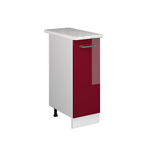 Vicco Apothekerschrank R-Line, Bordeaux Hochglanz/Weiß, 30 cm mit Arbeitsplatte von Vicco