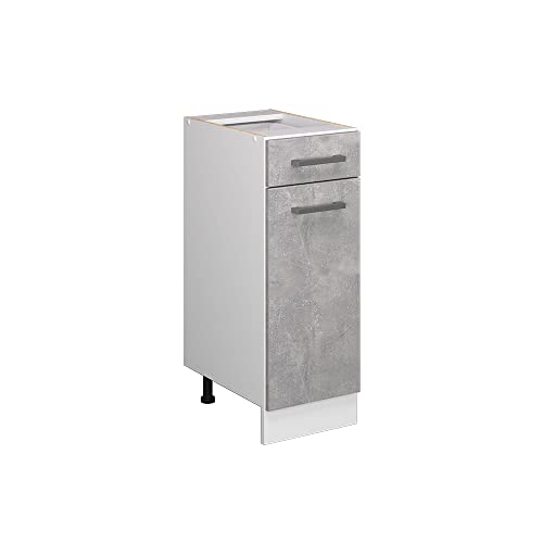 Vicco Küchenunterschrank R-Line, Schubladenschrank für die Küche, Beton/Weiß, 30 cm ohne Arbeitsplatte von Vicco