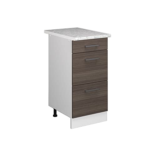 Vicco Küchenunterschrank R-Line, Grau/Weiß, 40 cm mit Schubladen, und Arbeitsplatte von Vicco