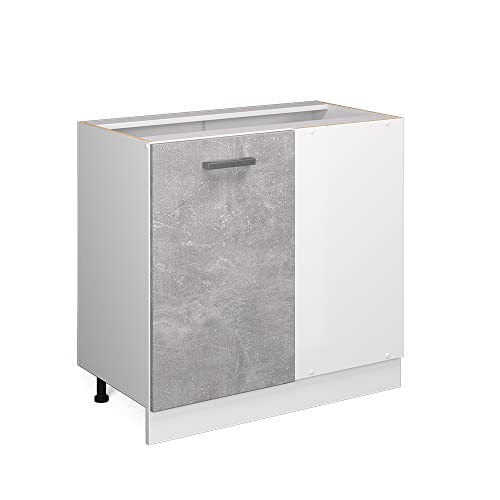 Vicco Eckschrank R-Line, Beton/Weiß, 86 cm ohne Arbeitsplatte von Vicco