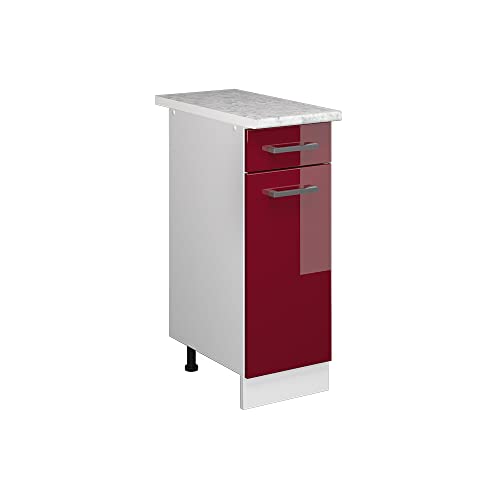 Vicco Küchenunterschrank R-Line, Bordeaux Hochglanz/Weiß, 30 cm, AP Marmor Vicco Küchenunterschrank R-Line, Bordeaux Hochglanz/Weiß, 30 cm, AP Marmor von Vicco