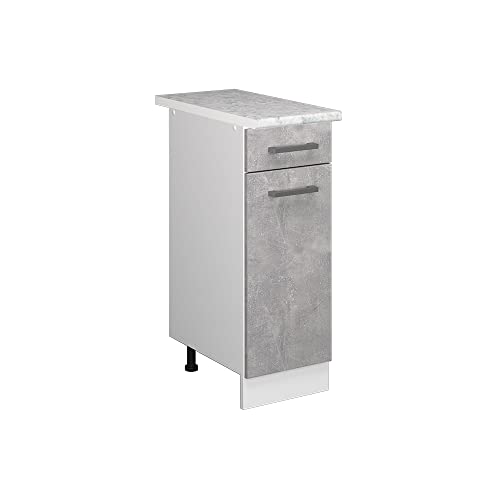 Vicco Apothekerschrank R-Line, Beton/Weiß, 30 cm mit Arbeitsplatte von Vicco