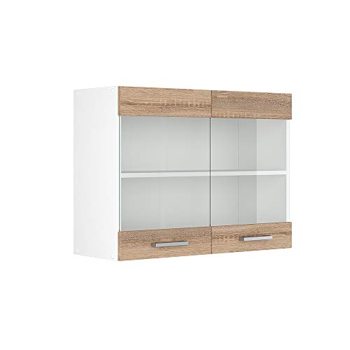 Vicco Küchenglasschrank R-Line, Glashängeschrank, Sonoma/Weiß, 80 cm von Vicco