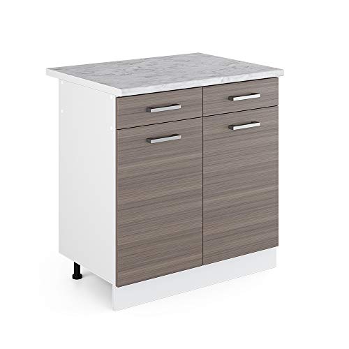 Vicco Küchenunterschrank R-Line, Grau/Weiß, 80 cm mit Arbeitsplatte von Vicco