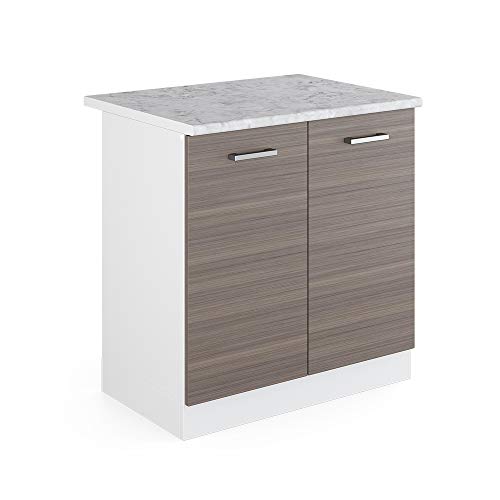 Vicco Spülenunterschrank R-Line, Grau/Weiß, 80 cm mit Arbeitsplatte von Vicco