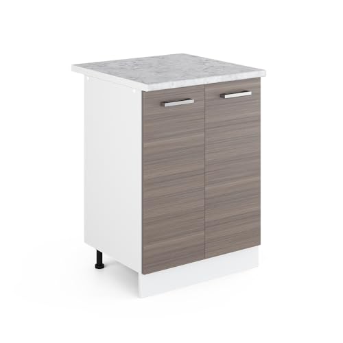 Vicco Küchenunterschrank R-Line, Grau/Weiß, 60 cm mit Arbeitsplatte von Vicco