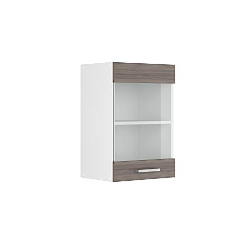 Vicco Küchenglasschrank R-Line, Glashängeschrank, Grau/Weiß, 40 cm von Vicco