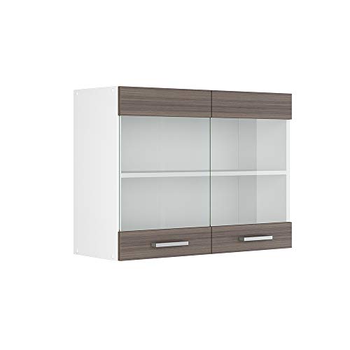 Vicco Küchenglasschrank R-Line, Glashängeschrank, Grau/Weiß, 80 cm von Vicco
