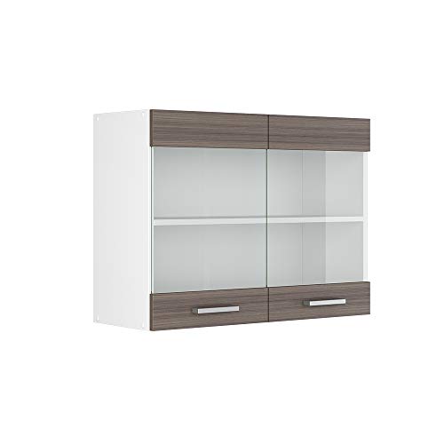 Vicco Küchenschrank Glas R-Line, Grau/Weiß, 80 cm von Vicco