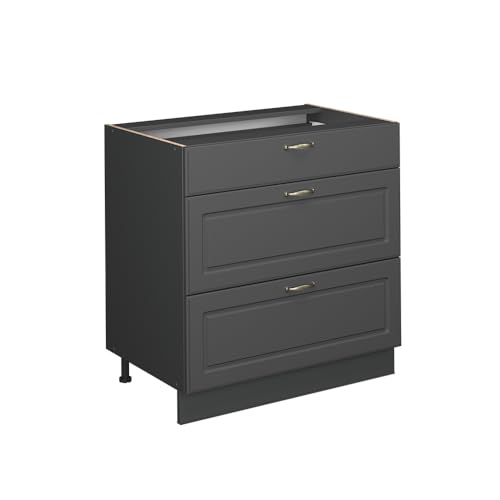 Vicco Küchenunterschrank Fame-Line, Anthrazit-Gold Landhaus, 80 cm mit 3 Schubladen, AP Marmor Vicco Küchenunterschrank Fame-Line, Anthrazit-Gold Landhaus, 80 cm mit 3 Schubladen, AP Marmor von Vicco