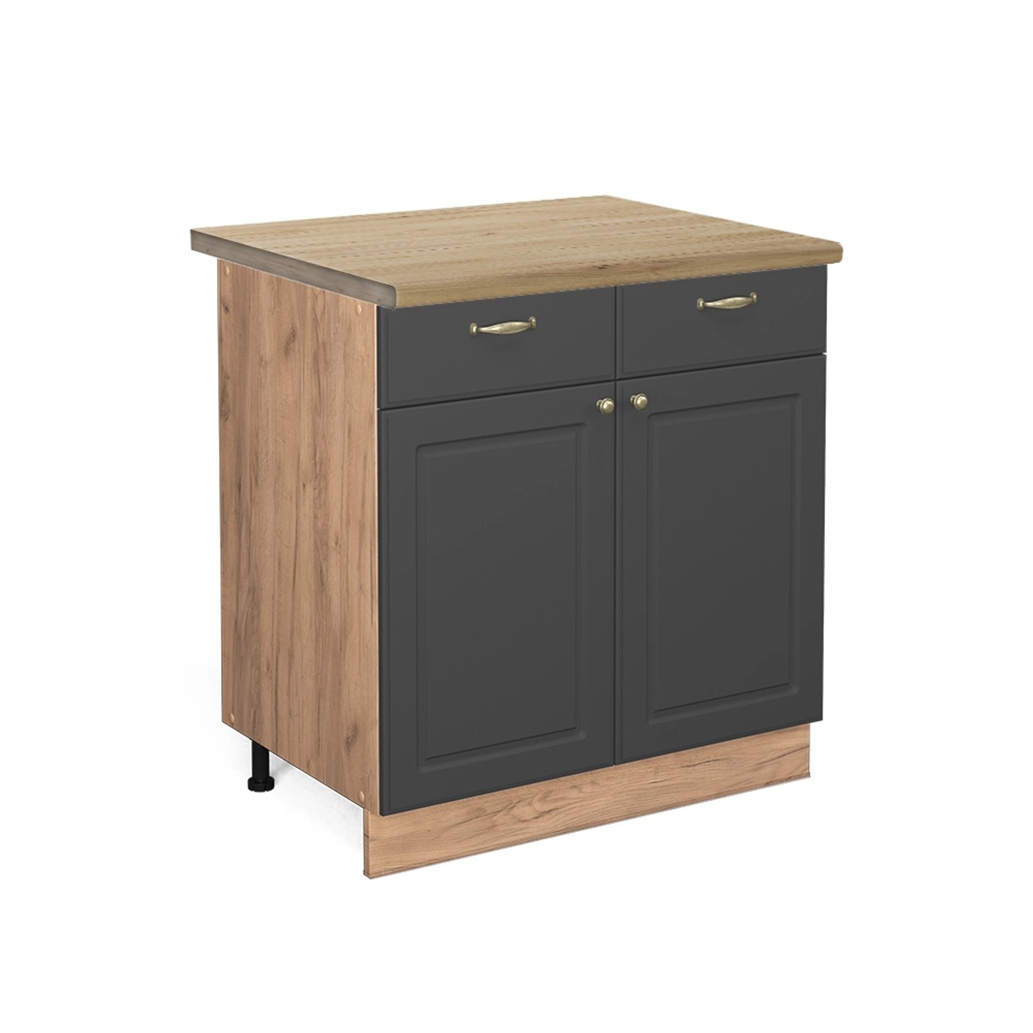 Vicco Küchenunterschrank Fame-Line Anthrazit-Gold/Goldkraft Eiche 80 cm AP Eiche von Vicco