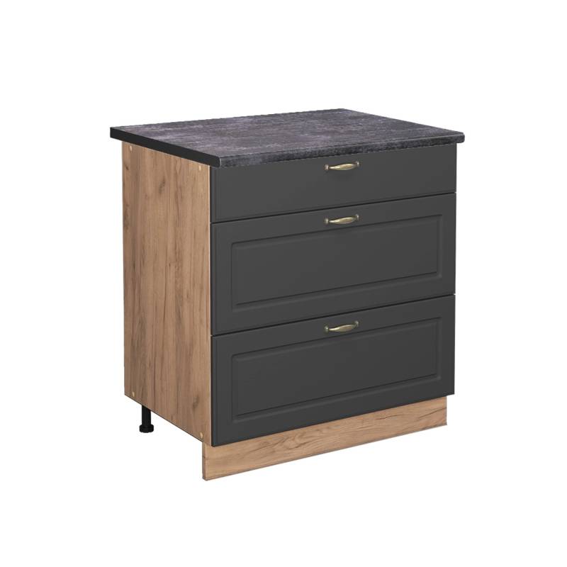 Vicco Küchenunterschrank Fame-Line Anthrazit-Gold/Goldkraft Eiche 80 cm mit 3 Schubladen AP Anthrazit Vicco Küchenunterschrank Fame-Line Anthrazit-Gold/Goldkraft Eiche 80 cm mit 3 Schubladen AP Anthrazit von Vicco