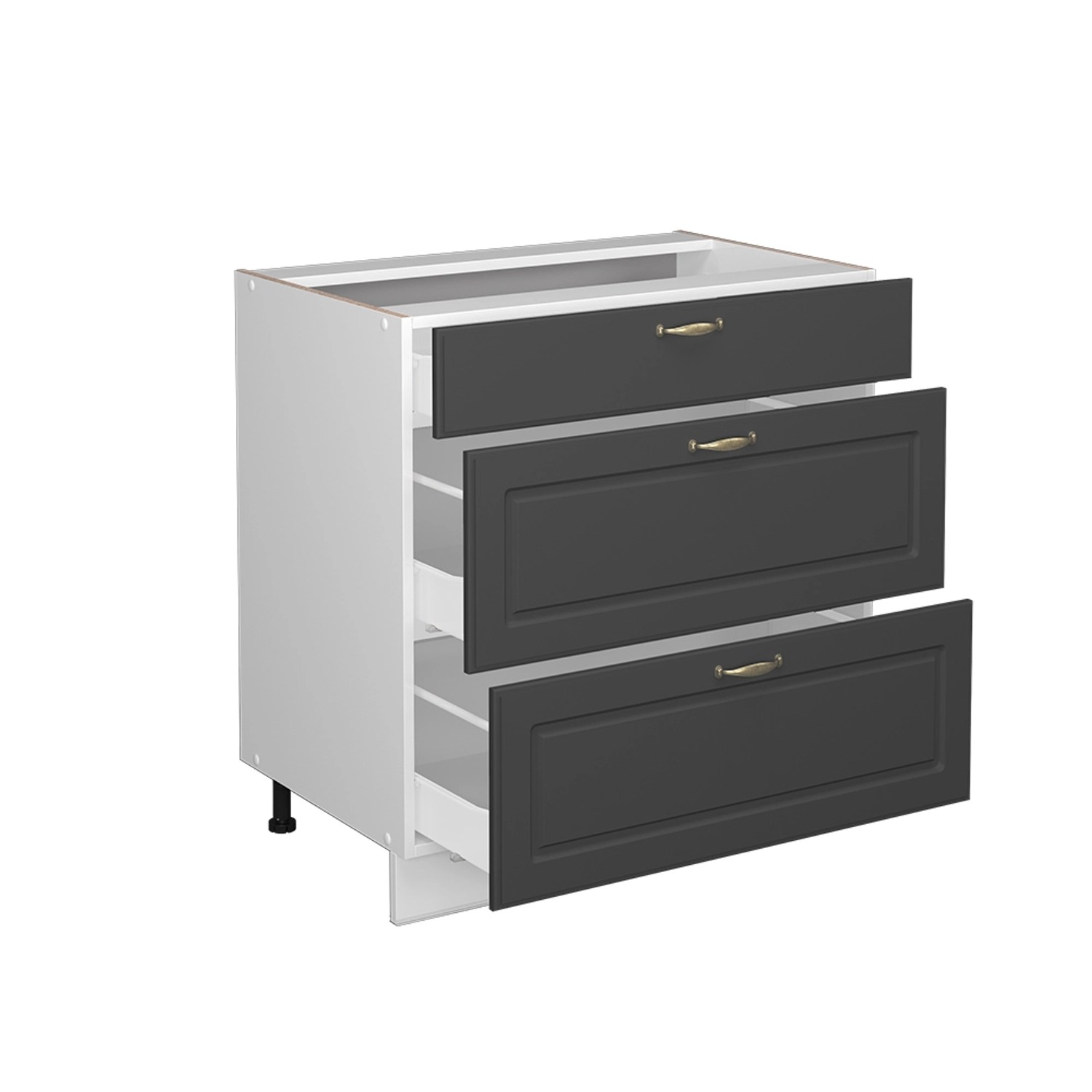 Vicco Küchenunterschrank Fame-Line Anthrazit-Gold/Weiß 80 cm mit 3 Schubladen AP Eiche von Vicco