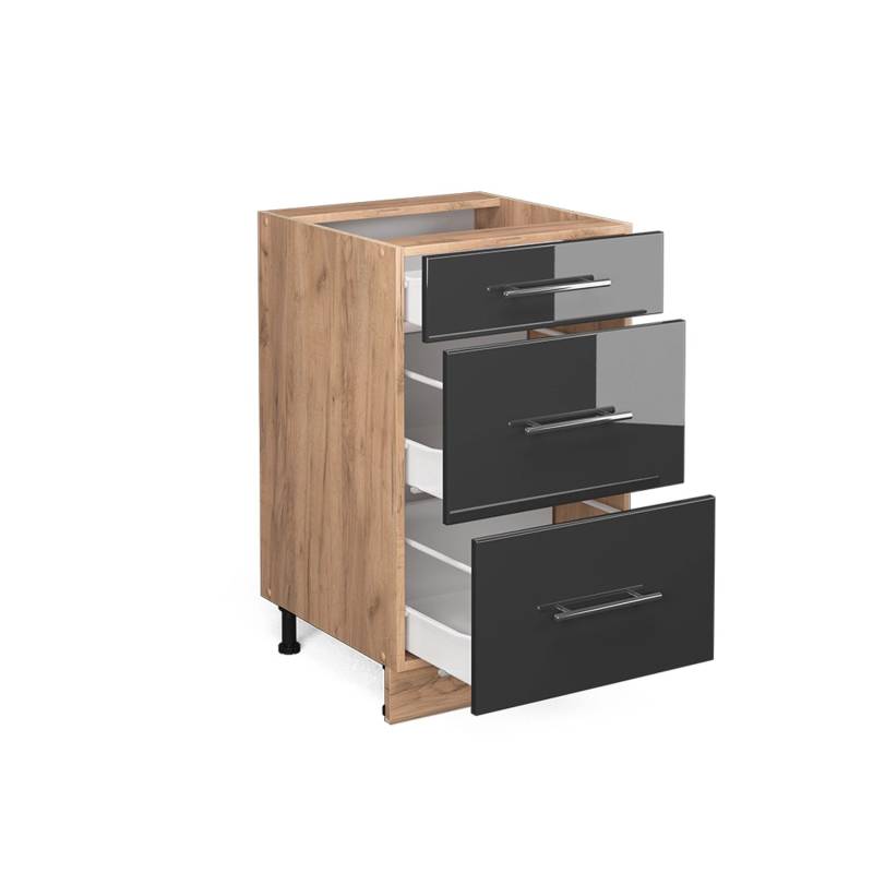 Vicco Küchenunterschrank Fame-Line Anthrazit Hochglanz/Goldkraft Eiche 50 cm AP Anthrazit von Vicco