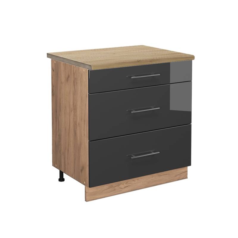 Vicco Küchenunterschrank Fame-Line Anthrazit Hochglanz/Goldkraft Eiche 80 cm mit 3 Schubladen AP Eiche Vicco Küchenunterschrank Fame-Line Anthrazit Hochglanz/Goldkraft Eiche 80 cm mit 3 Schubladen AP Eiche von Vicco