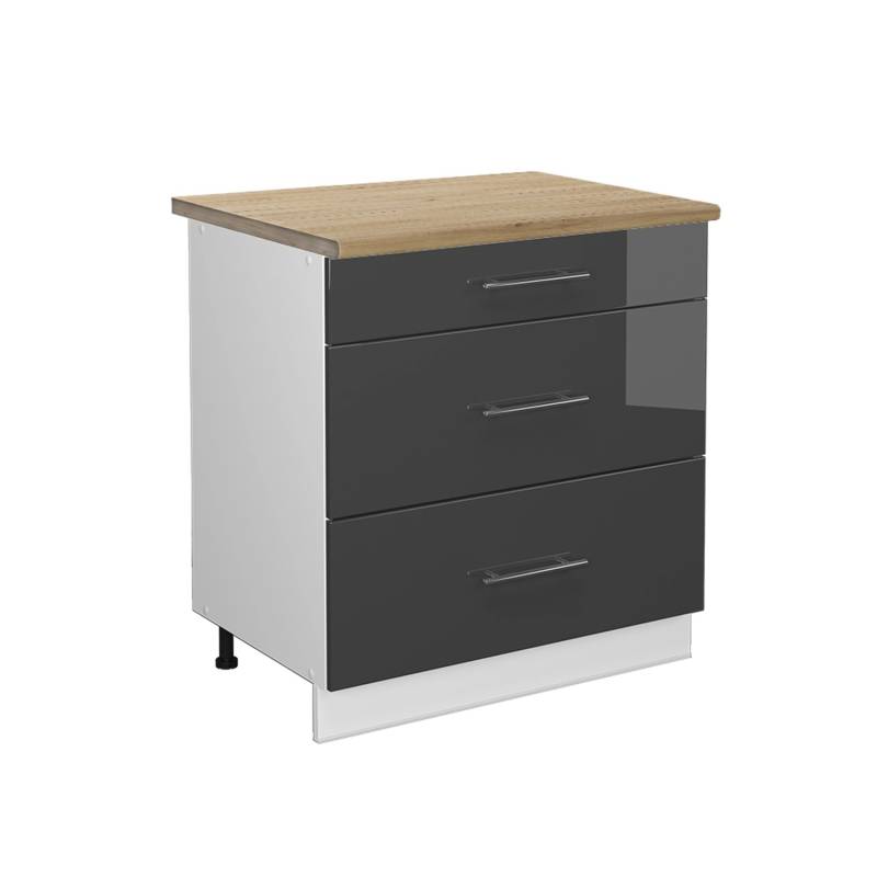 Vicco Küchenunterschrank Fame-Line Anthrazit Hochglanz/Weiß 80 cm mit 3 Schubladen AP Eiche Vicco Küchenunterschrank Fame-Line Anthrazit Hochglanz/Weiß 80 cm mit 3 Schubladen AP Eiche von Vicco
