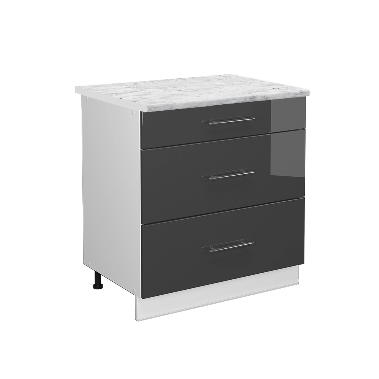 Vicco Küchenunterschrank Fame-Line Anthrazit Hochglanz/Weiß 80 cm mit 3 Schubladen AP Marmor Vicco Küchenunterschrank Fame-Line Anthrazit Hochglanz/Weiß 80 cm mit 3 Schubladen AP Marmor von Vicco