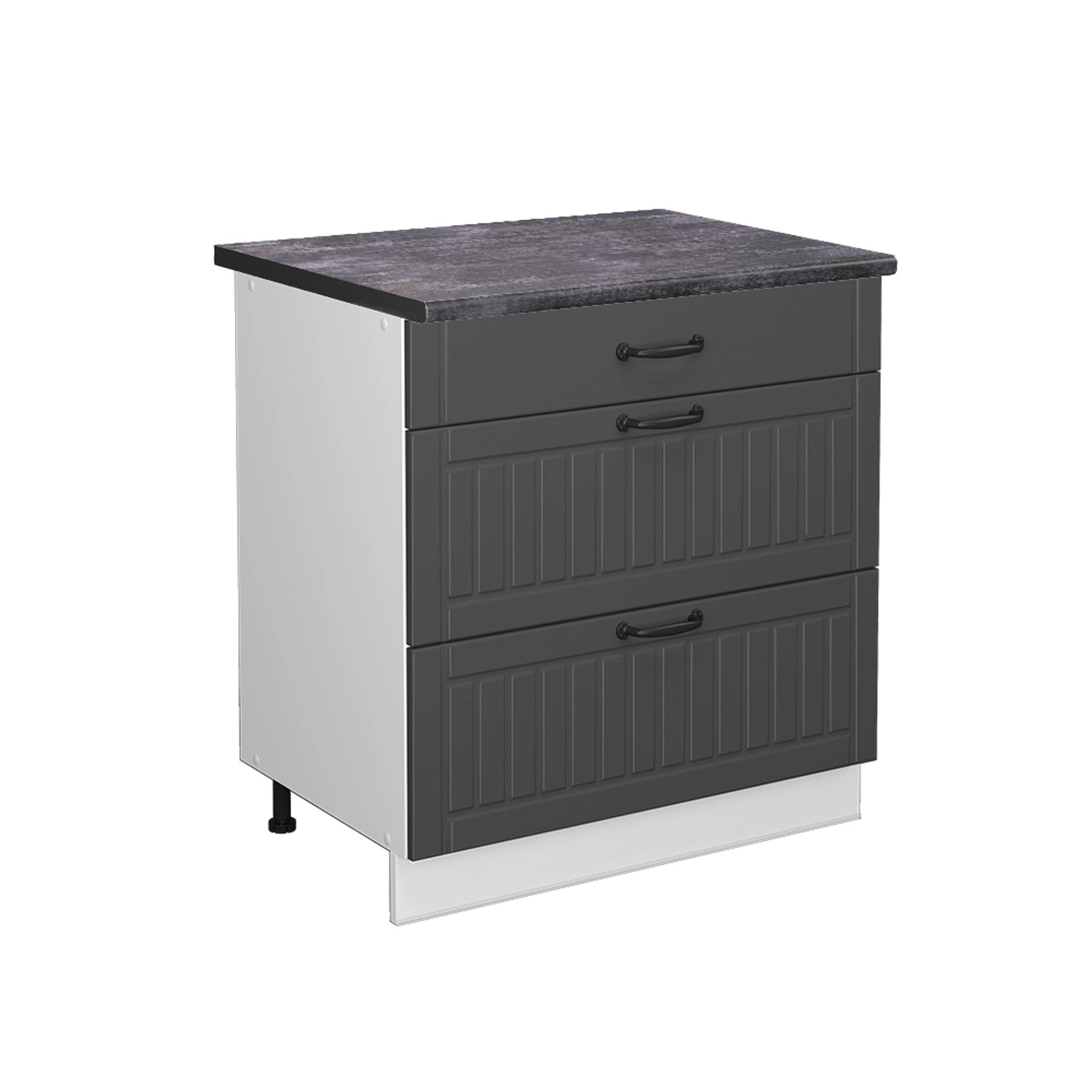 Vicco Küchenunterschrank Fame-Line Anthrazit Landhaus/Weiß 80 cm mit 3 Schubladen AP Anthrazit Vicco Küchenunterschrank Fame-Line Anthrazit Landhaus/Weiß 80 cm mit 3 Schubladen AP Anthrazit von Vicco