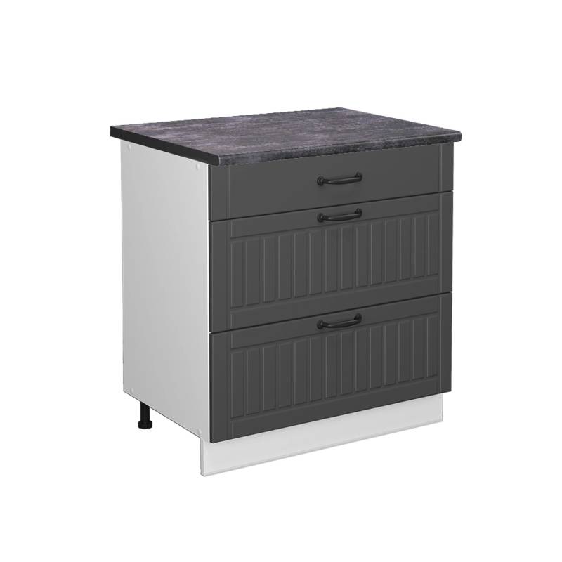 Vicco Küchenunterschrank Fame-Line Anthrazit Landhaus/Weiß 80 cm mit 3 Schubladen AP Anthrazit Vicco Küchenunterschrank Fame-Line Anthrazit Landhaus/Weiß 80 cm mit 3 Schubladen AP Anthrazit von Vicco