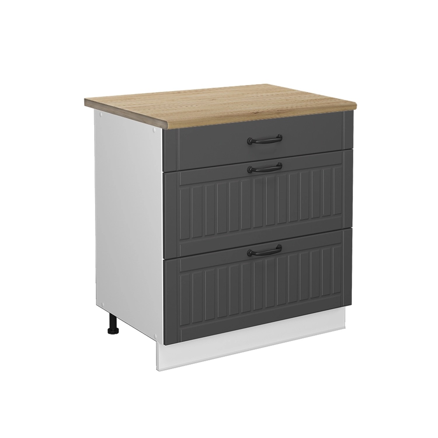 Vicco Küchenunterschrank Fame-Line Anthrazit Landhaus/Weiß 80 cm mit 3 Schubladen AP Eiche Vicco Küchenunterschrank Fame-Line Anthrazit Landhaus/Weiß 80 cm mit 3 Schubladen AP Eiche von Vicco