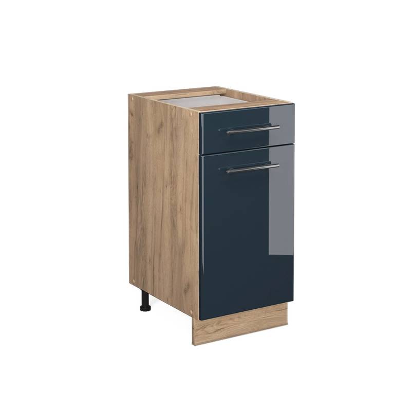 Vicco Küchenunterschrank Fame-Line Dunkelblau Hochglanz/Goldkraft Eiche 40 cm ohne Arbeitsplatte von Vicco