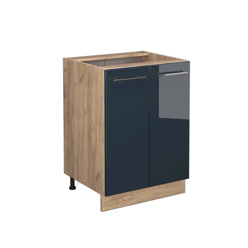 Vicco Küchenunterschrank Fame-Line Dunkelblau Hochglanz/Goldkraft Eiche 60 cm ohne Arbeitsplatte von Vicco