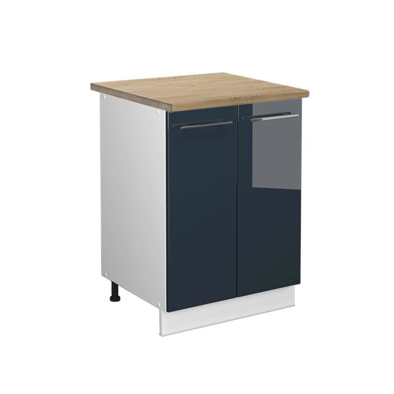 Vicco Küchenunterschrank Fame-Line Dunkelblau Hochglanz/Weiß 60 cm AP Eiche von Vicco