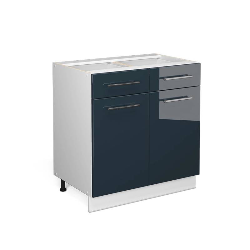 Vicco Küchenunterschrank Fame-Line Dunkelblau Hochglanz/Weiß 80 cm ohne Arbeitsplatte von Vicco