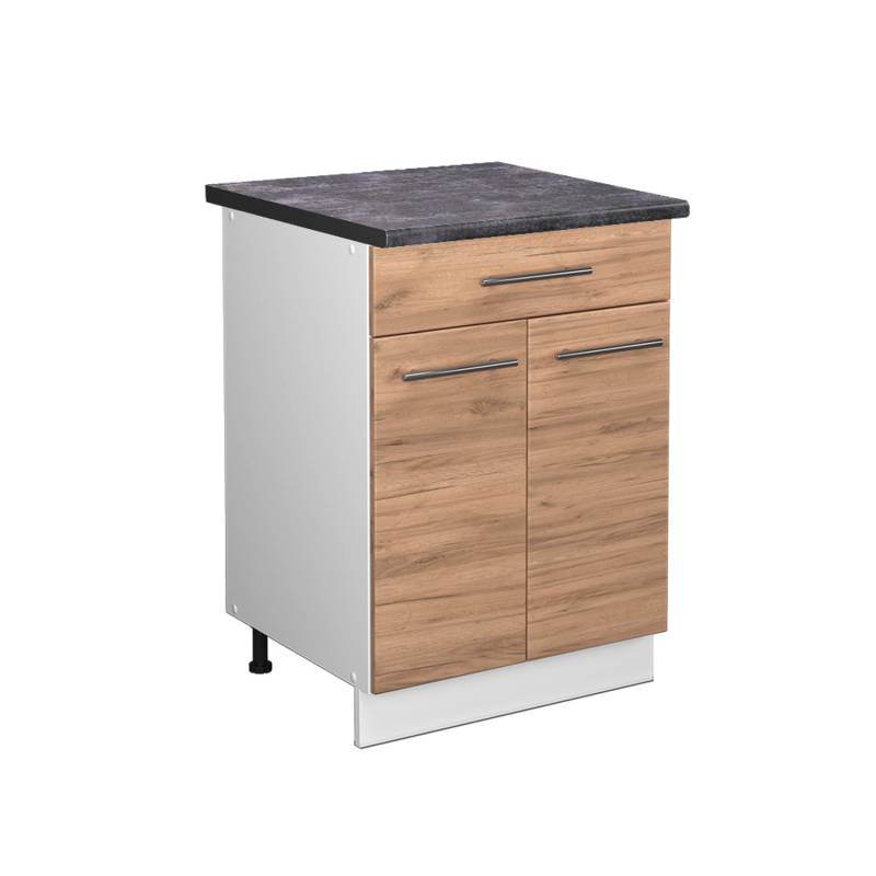 Vicco Küchenunterschrank Fame-Line Goldkraft Eiche/Weiß 60 cm mit Schublade AP Anthrazit von Vicco
