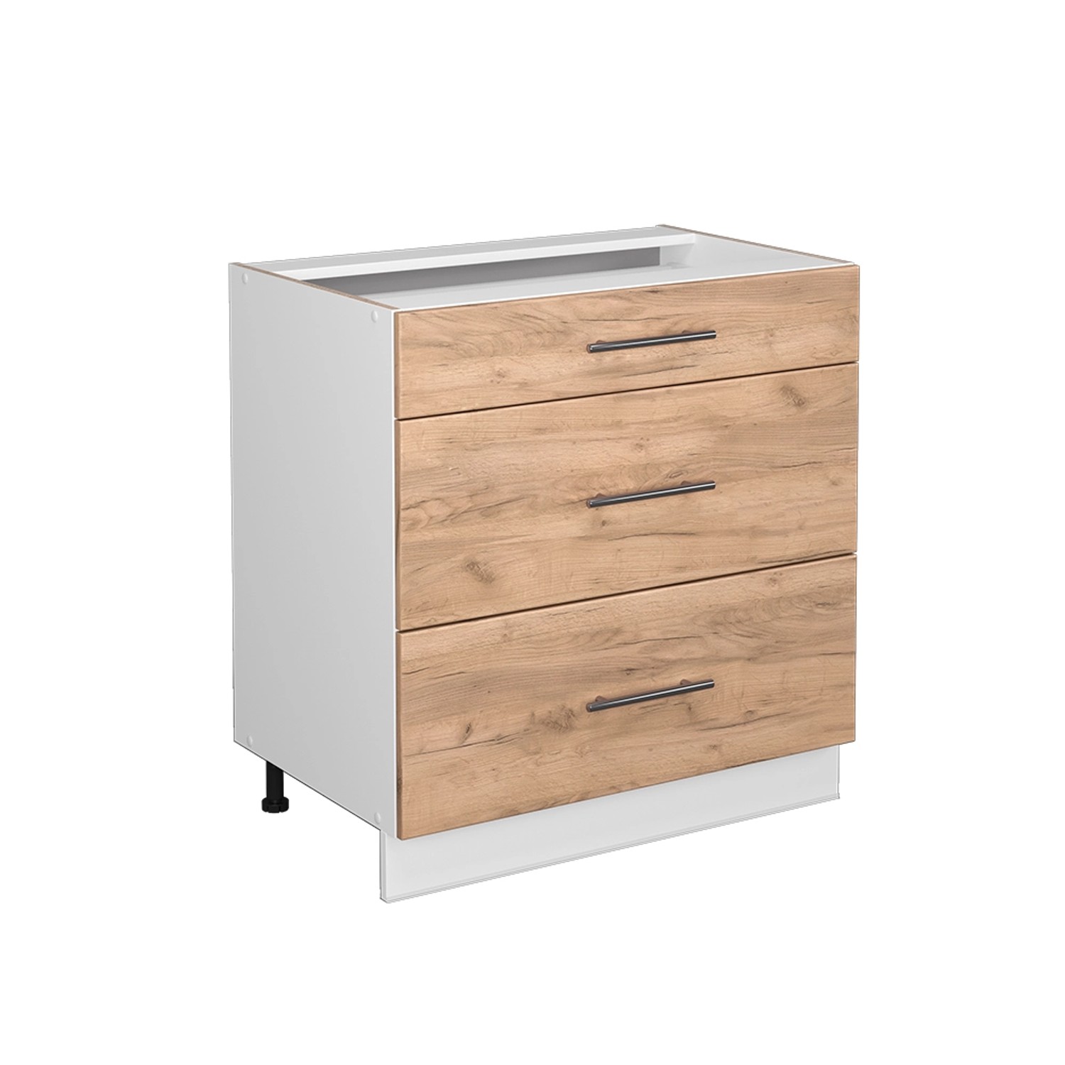 Vicco Küchenunterschrank Fame-Line Goldkraft Eiche/Weiß 80 cm mit 3 Schubladen ohne Arbeitsplatte von Vicco