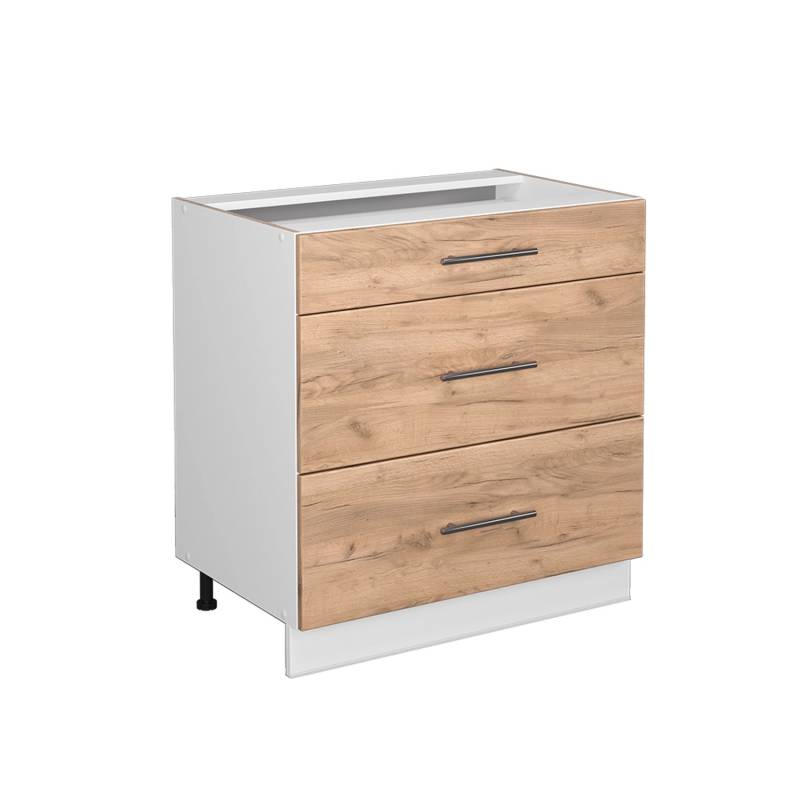 Vicco Küchenunterschrank Fame-Line Goldkraft Eiche/Weiß 80 cm mit 3 Schubladen ohne Arbeitsplatte von Vicco