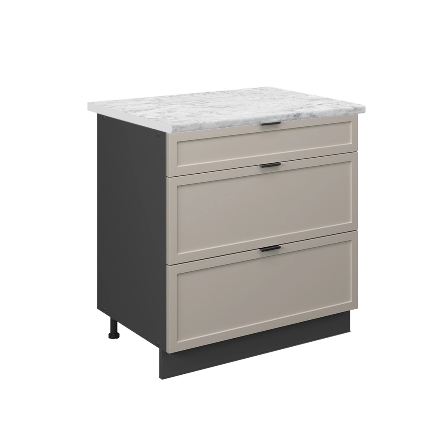 Vicco Küchenunterschrank Fame-Line GrauBeige 80 cm mit 3 Schubladen AP Marmor mit Anthrazit Korpus Vicco Küchenunterschrank Fame-Line GrauBeige 80 cm mit 3 Schubladen AP Marmor mit Anthrazit Korpus von Vicco