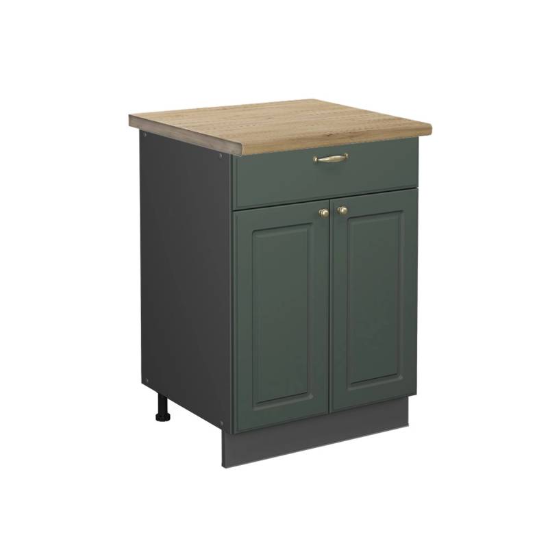Vicco Küchenunterschrank Fame-Line Grün-Gold Landhaus/Anthrazit 60 cm mit Schublade AP Eiche von Vicco