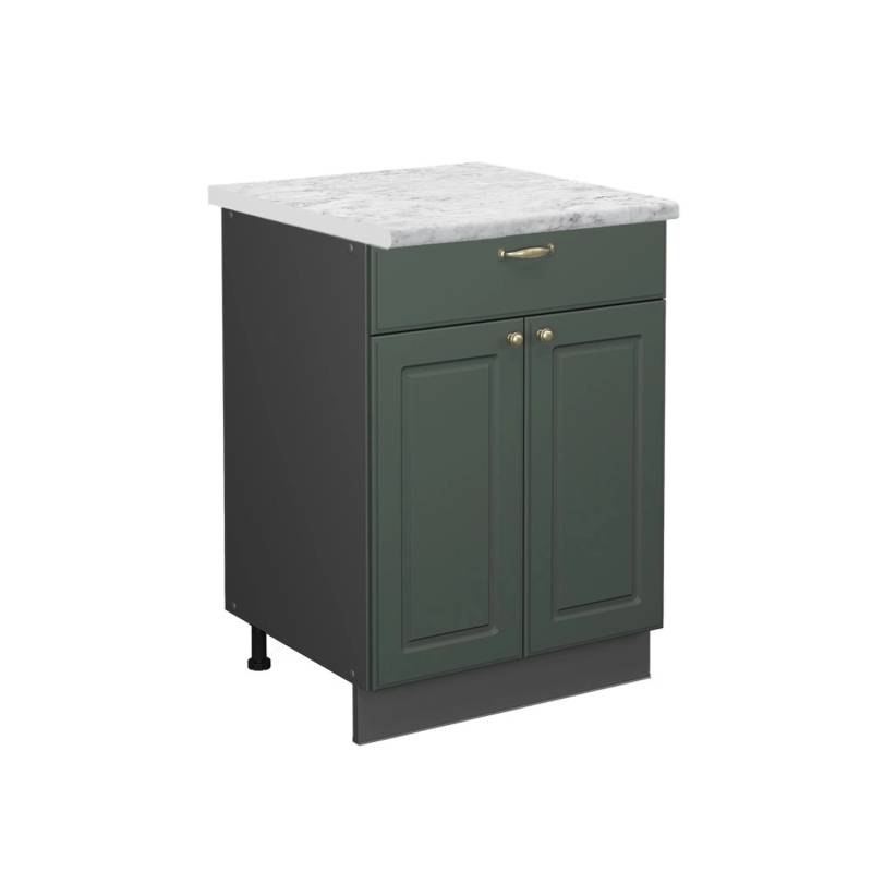 Vicco Küchenunterschrank Fame-Line Grün-Gold Landhaus/Anthrazit 60 cm mit Schublade AP Marmor von Vicco
