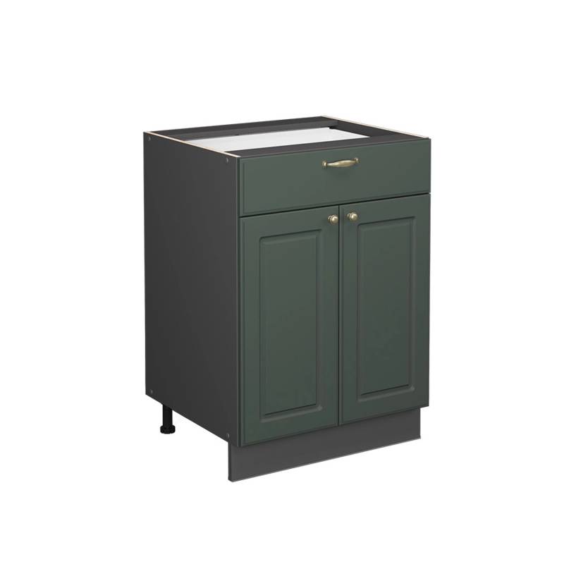 Vicco Küchenunterschrank Fame-Line Grün-Gold Landhaus/Anthrazit 60 cm mit Schublade ohne Arbeitsplatte von Vicco