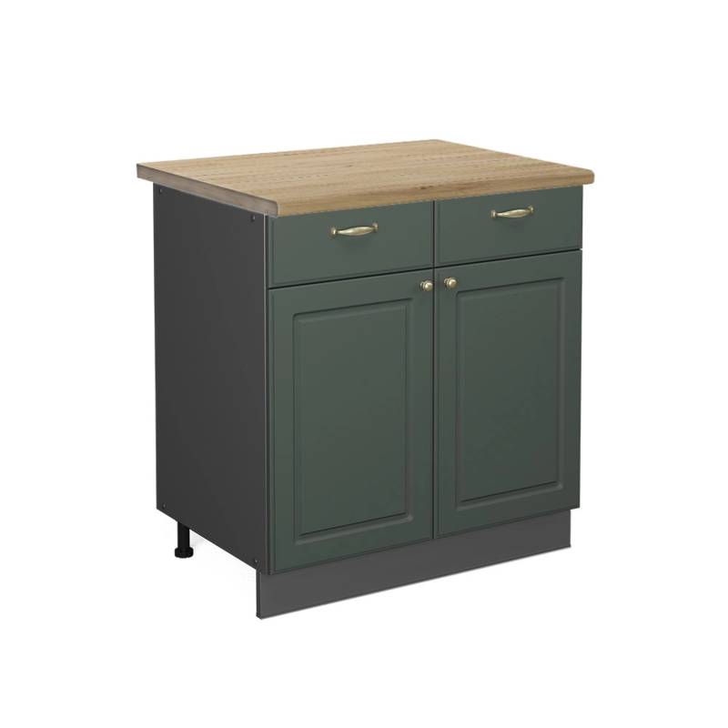 Vicco Küchenunterschrank Fame-Line Grün-Gold Landhaus/Anthrazit 80 cm AP Eiche von Vicco
