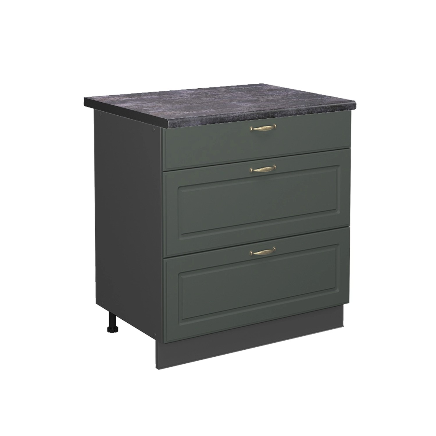 Vicco Küchenunterschrank Fame-Line Grün-Gold Landhaus/Anthrazit 80 cm mit 3 Schubladen AP Anthrazit von Vicco