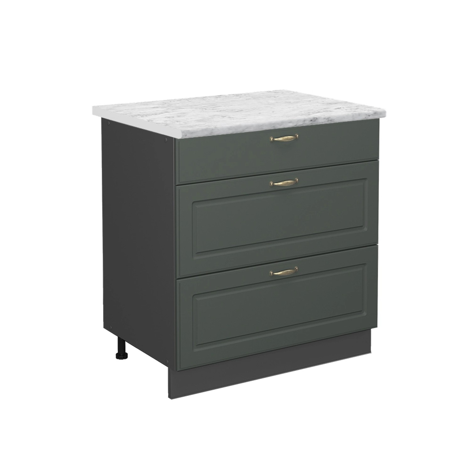 Vicco Küchenunterschrank Fame-Line Grün-Gold Landhaus/Anthrazit 80 cm mit 3 Schubladen AP Marmor von Vicco