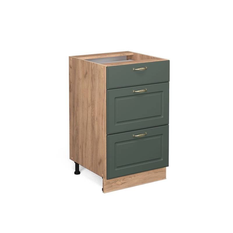 Vicco Küchenunterschrank Fame-Line Grün-Gold Landhaus/Goldkraft Eiche 50 cm ohne Arbeitsplatte von Vicco