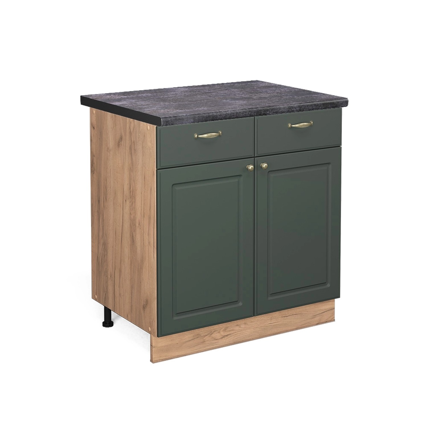 Vicco Küchenunterschrank Fame-Line Grün-Gold Landhaus/Goldkraft Eiche 80 cm AP Anthrazit von Vicco