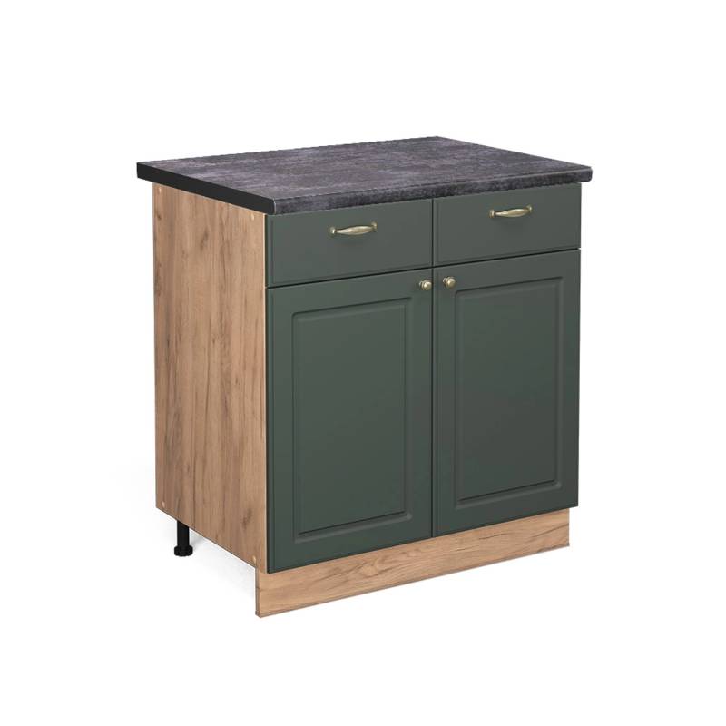 Vicco Küchenunterschrank Fame-Line Grün-Gold Landhaus/Goldkraft Eiche 80 cm AP Anthrazit von Vicco