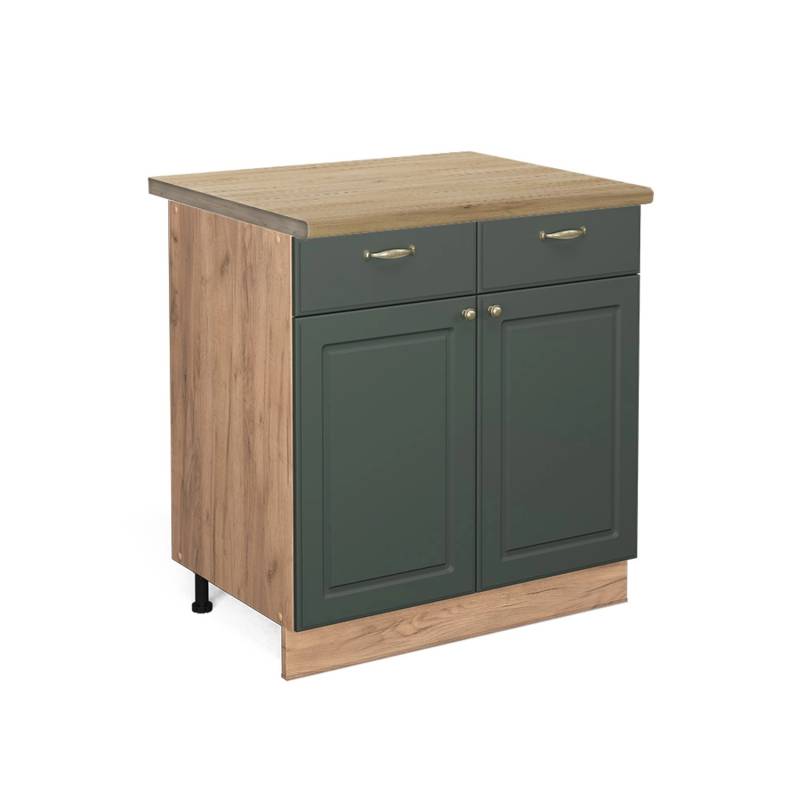 Vicco Küchenunterschrank Fame-Line Grün-Gold Landhaus/Goldkraft Eiche 80 cm AP Eiche von Vicco