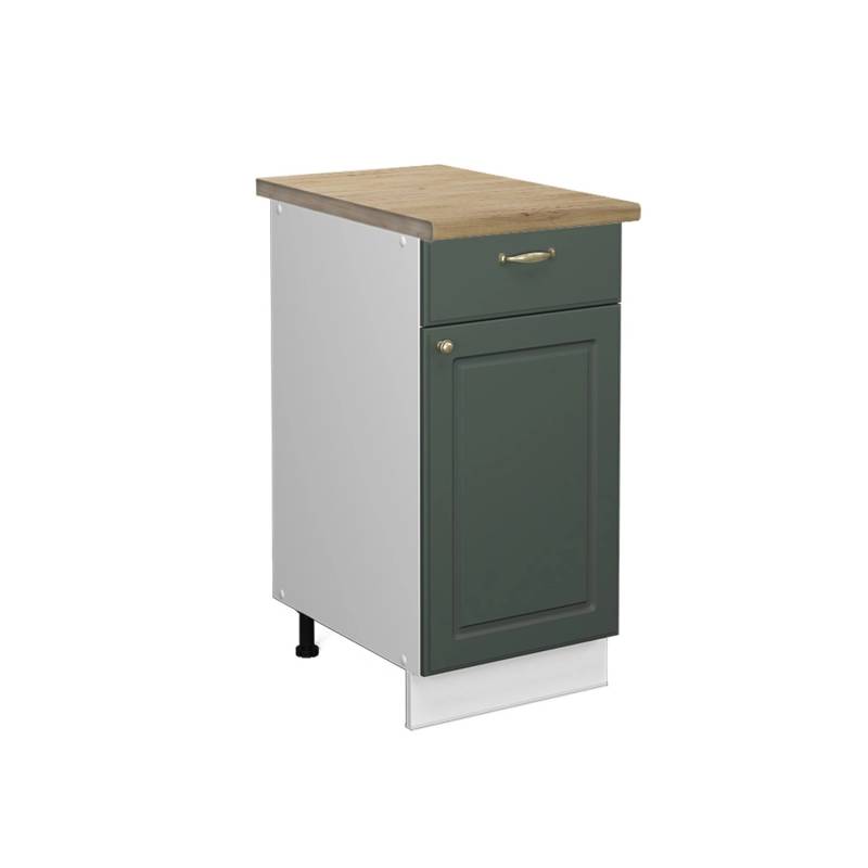 Vicco Küchenunterschrank Fame-Line Grün-Gold Landhaus/Weiß 40 cm AP Eiche von Vicco