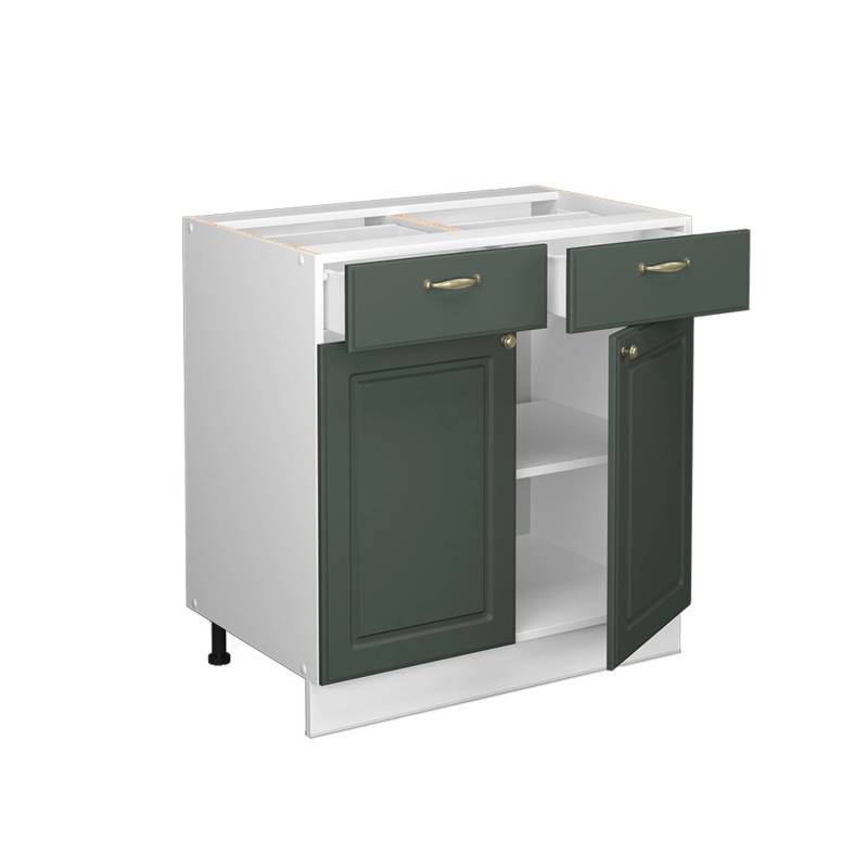 Vicco Küchenunterschrank Fame-Line Grün-Gold Landhaus/Weiß 80 cm AP Eiche von Vicco