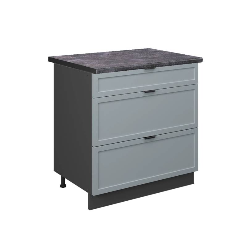 Vicco Küchenunterschrank Fame-Line Hellblau-grau 80 cm mit 3 Schubladen AP Anthrazit von Vicco