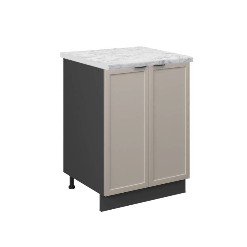 Vicco Küchenunterschrank Fame-Line Küchenkommode GrauBeige 60 cm AP Marmor mit Anthrazit Korpus von Vicco
