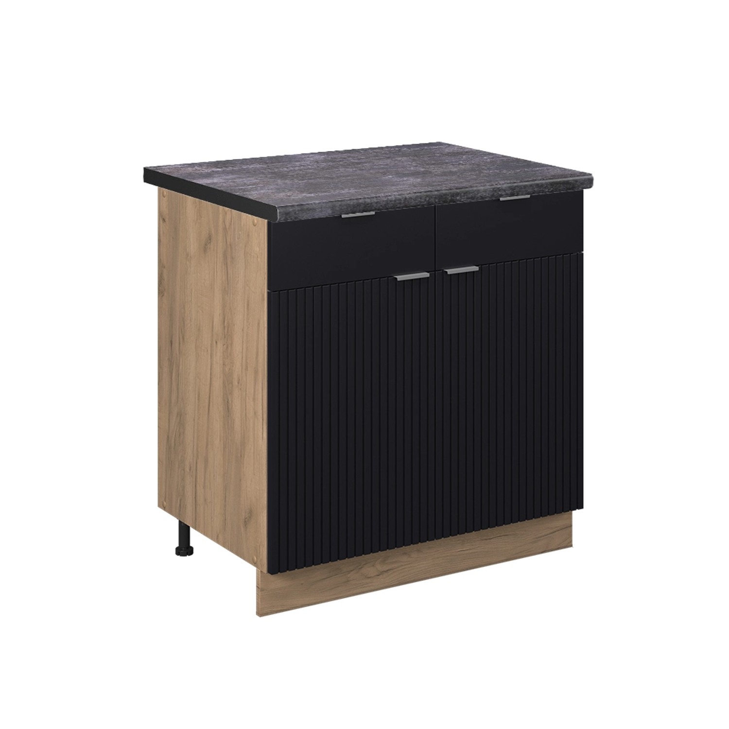 Vicco Küchenunterschrank Fame-Line Schwarz Gestreift 80 cm AP Anthrazit von Vicco